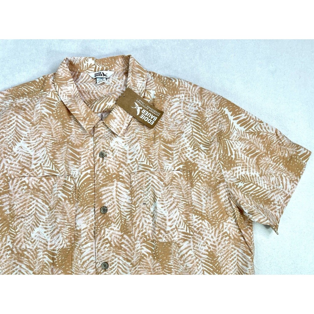 Eddie Bauer Hemplify Camp Button Shirt Short Sleeve Beach Hawaii Hemp Mens XL